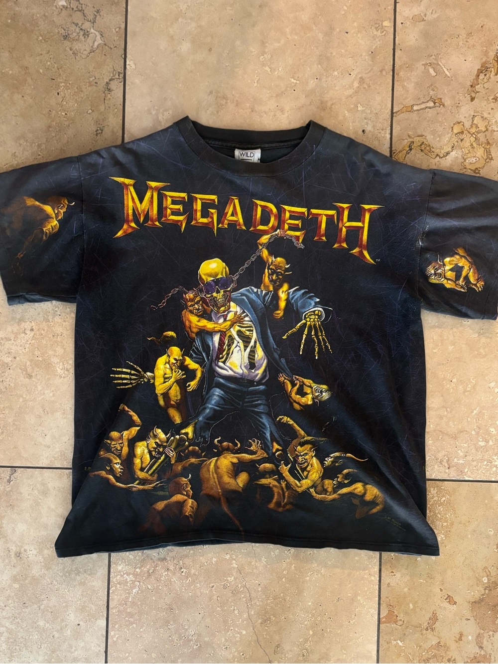 Megadeth Graphic Band Tee - Black & Yellow 100% cotton vintage